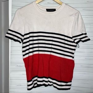 Laundry By Shelli Segal $110 XL Extra Large Top Stretch White Red Black Sweater
